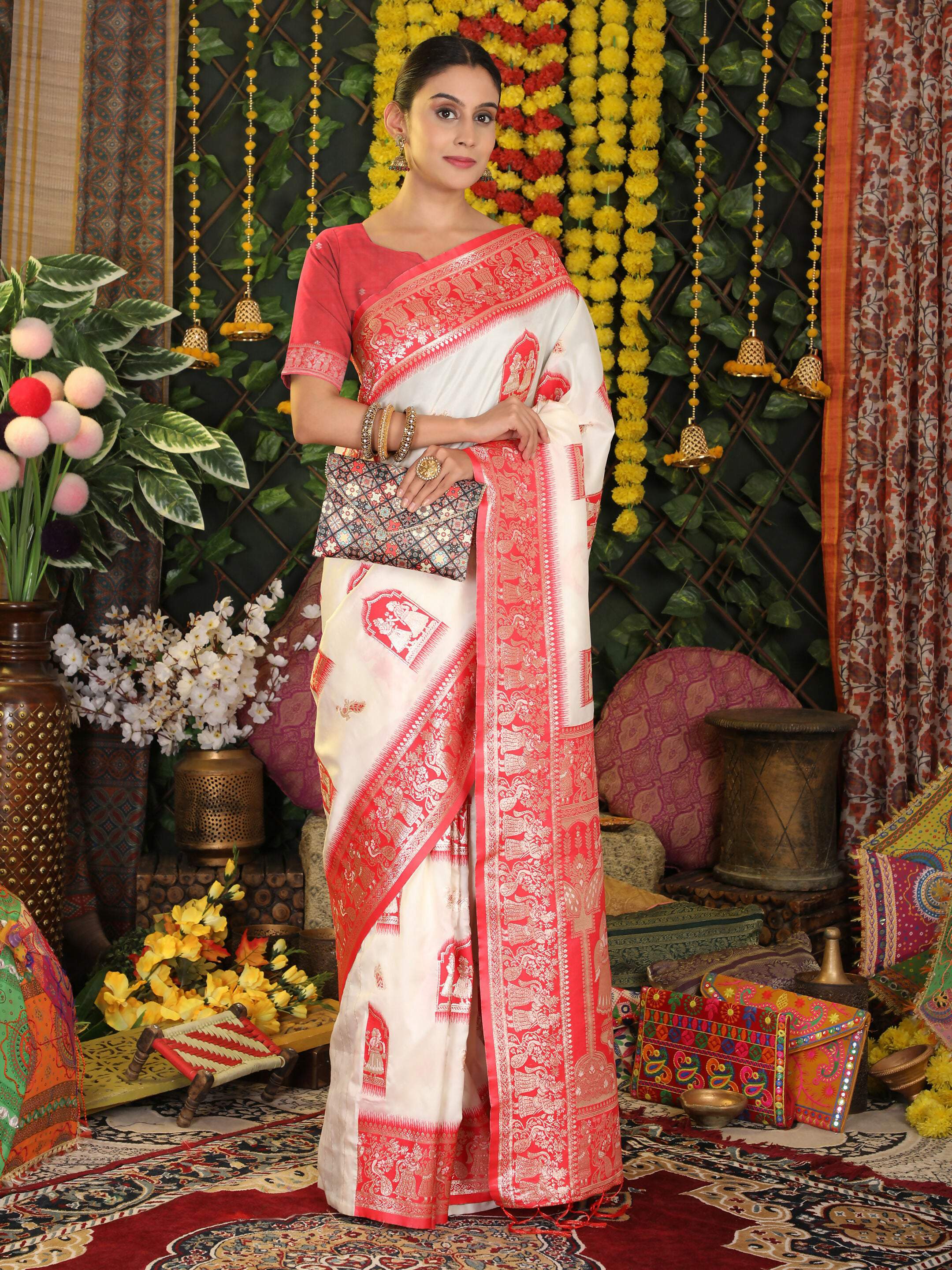 Shree Shyam Fashion Silk White Saree