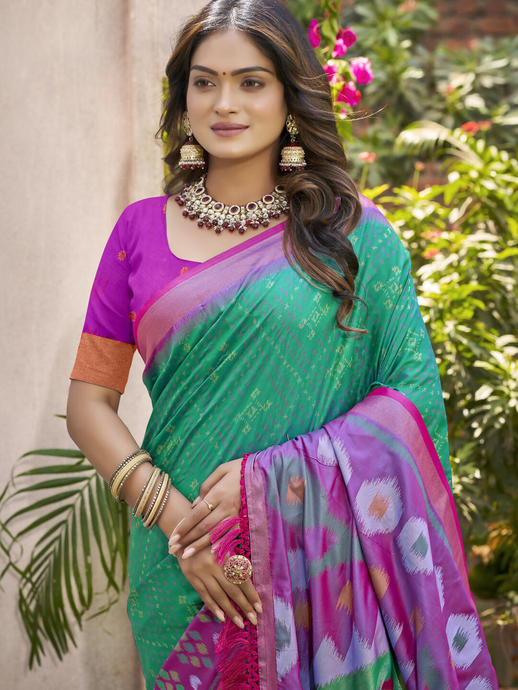 Shree Shyam Fashion Pochampalli Silk Purple Saree