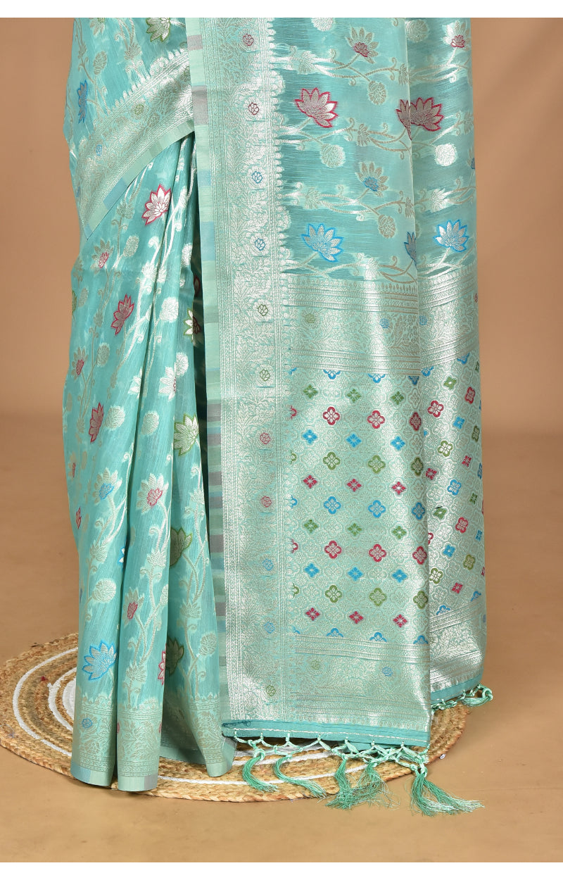 Morchari Women Desgin Chanderi Silk Saree-Green