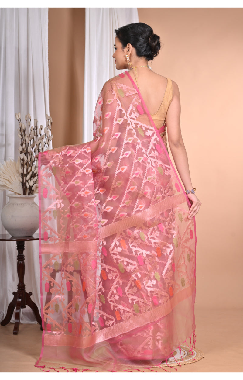 Morchari Heavy Jamdani Silk Orzanga Saree-Orange