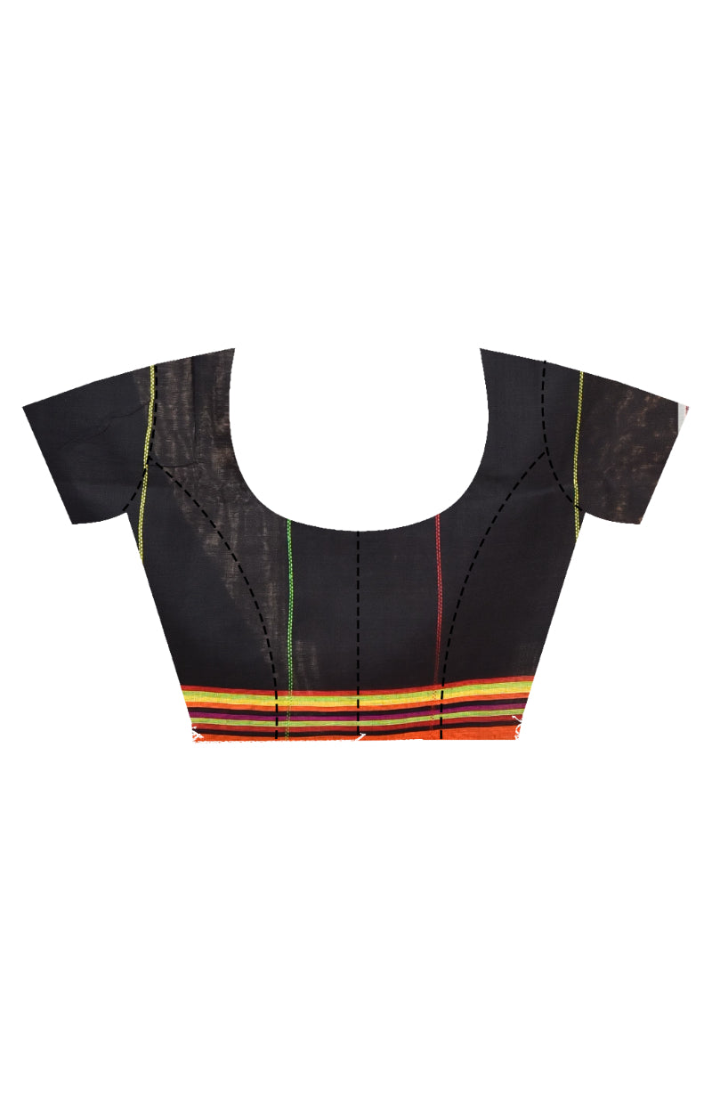 Morchari Pure Cotton Dhakai Jamdani Handloom Saree-Black