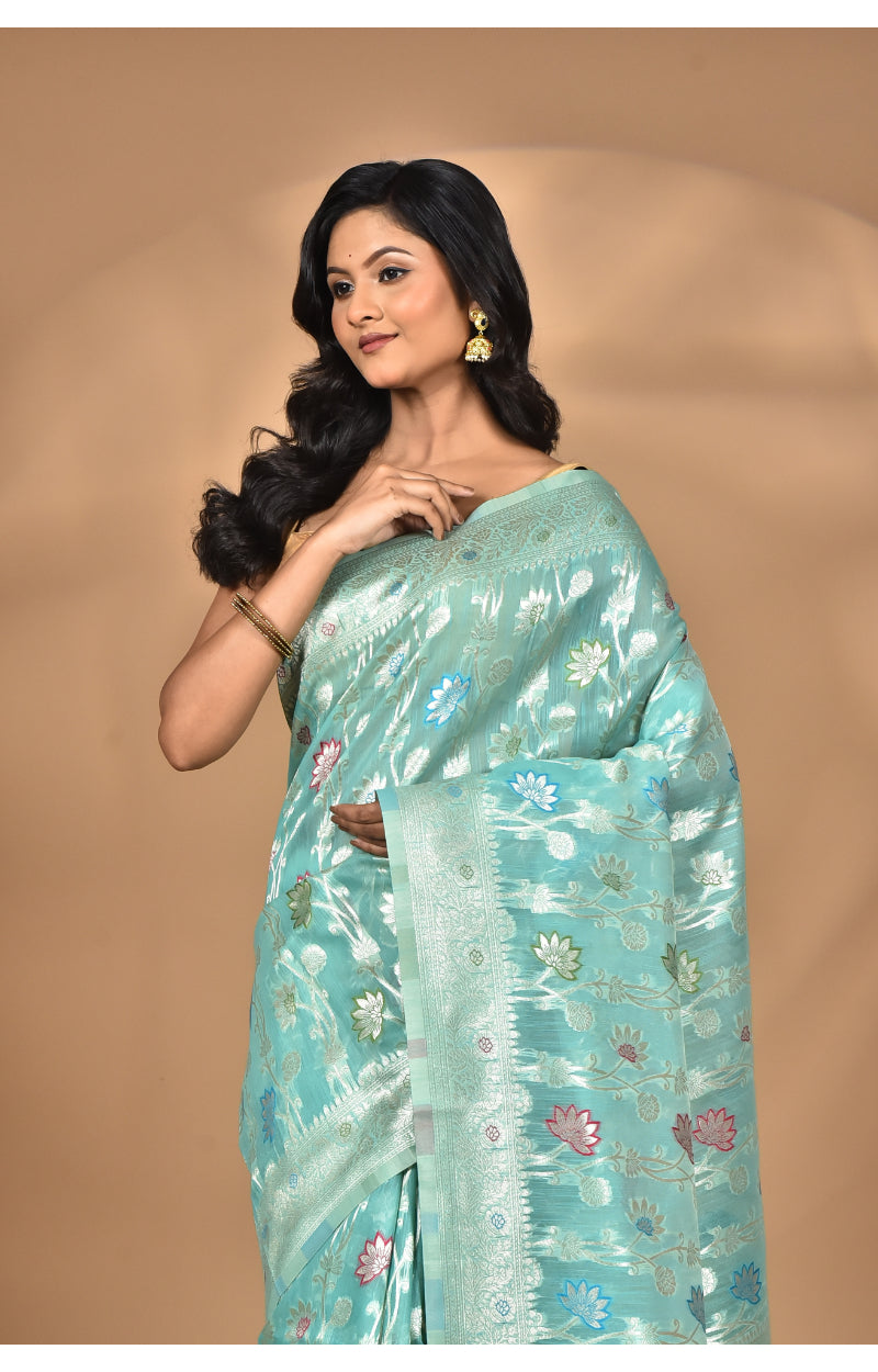 Morchari Women Desgin Chanderi Silk Saree-Green
