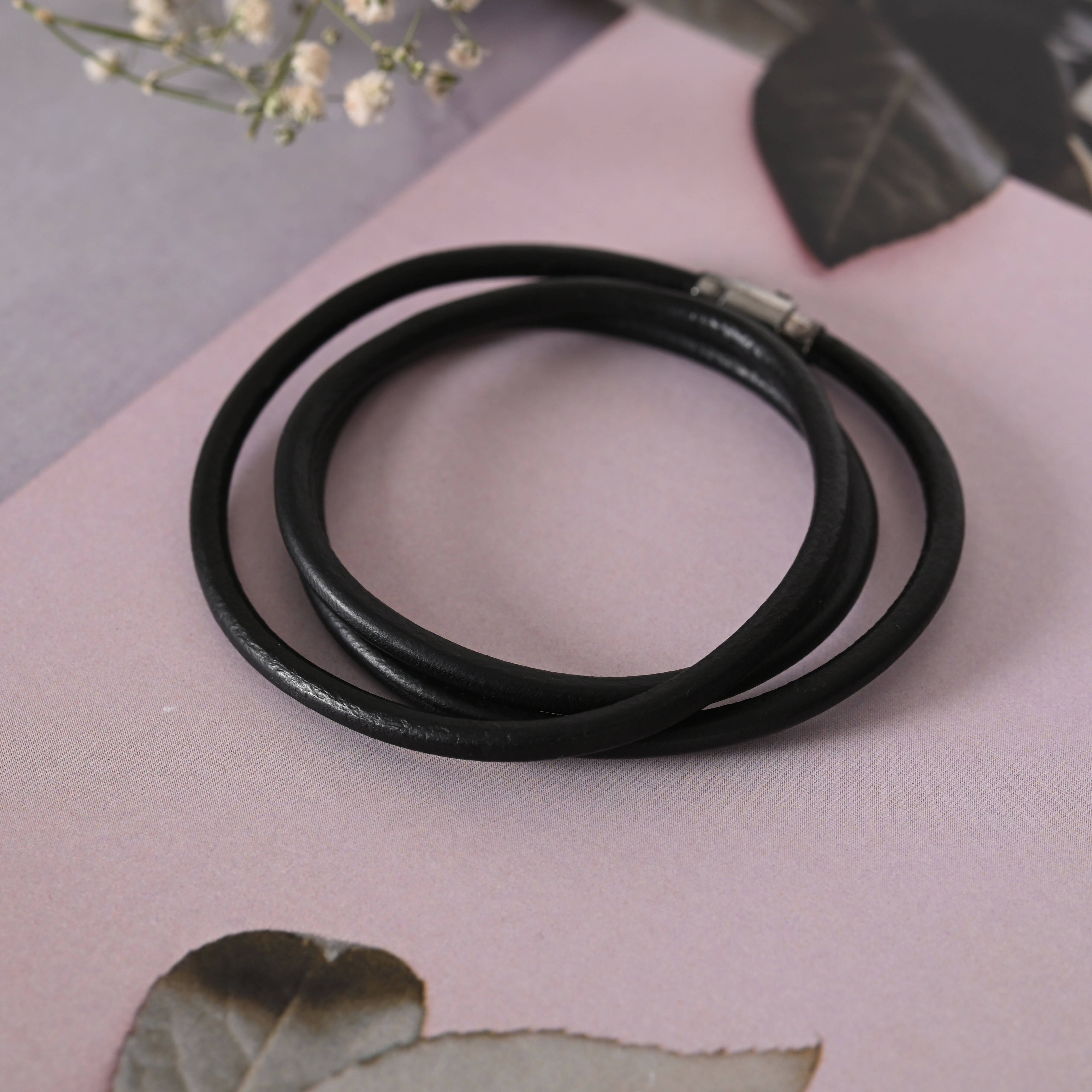 NVR Men Black Wraparound Bracelet