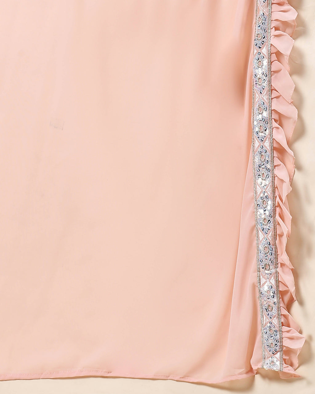 Peach Pure Viscose Georgette Thread With Sequins Embroidery Work Lehenga Choli With Dupatta - Tanya