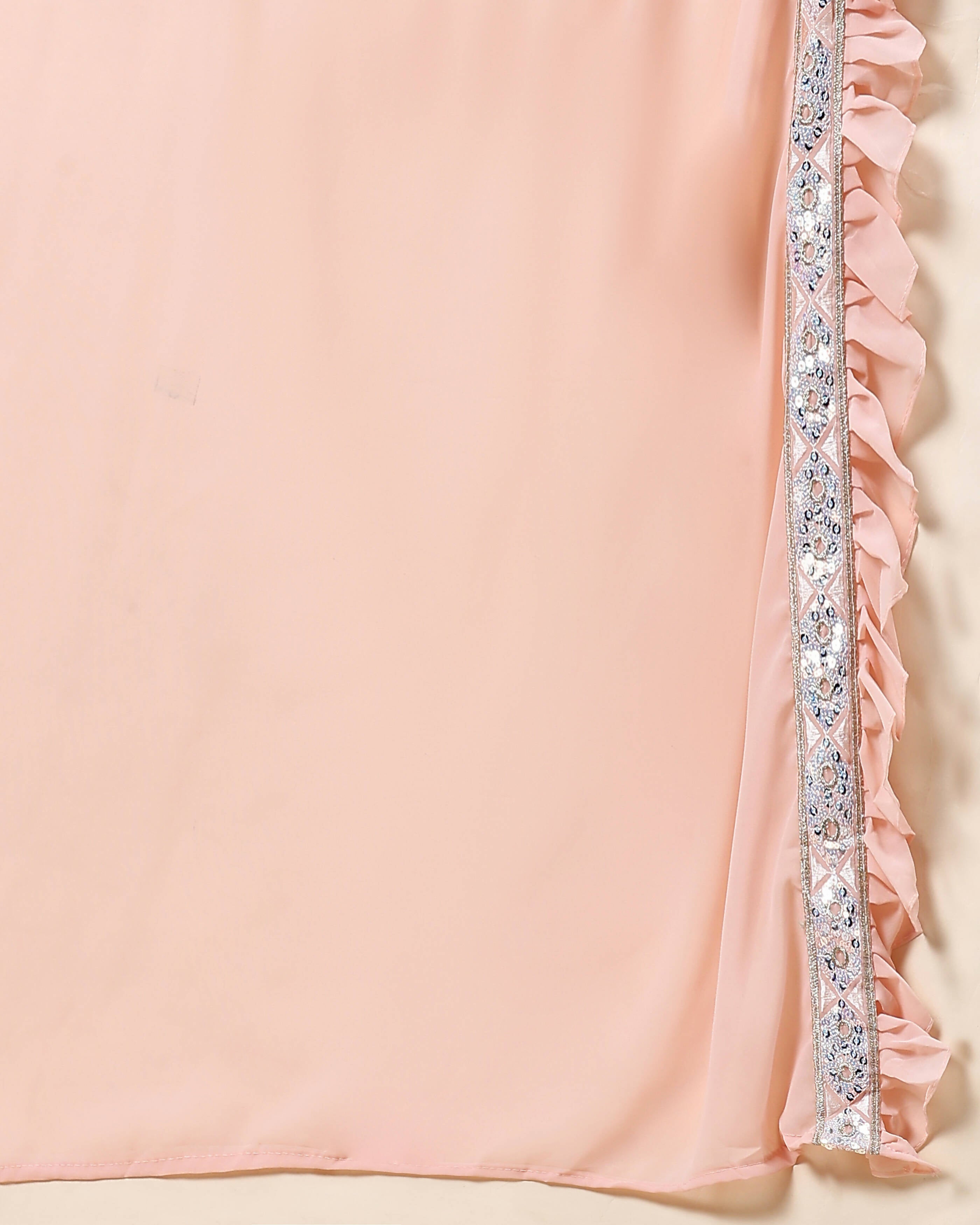 Peach Pure Viscose Georgette Thread With Sequins Embroidery Work Lehenga Choli With Dupatta - Tanya