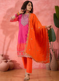 Vegaa Fashion Pink Chinon Silk Embroidered Salwar Suit