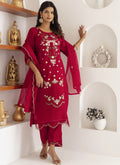 Vegaa Fashion Maroon Viscose Silk Embroidered Salwar Suit
