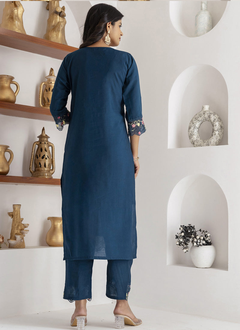 Vegaa Fashion Royal Blue Viscose Silk Embroidered Salwar Suit