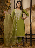 Vegaa Fashion Parrot Green Silk Blend Embroidered Salwar Suit