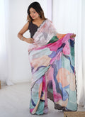 Vegaa Fashion Multi Color Chinon Printed Party Wear Saree
