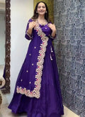 Vegaa Fashion Violet Georgette Embroidered Designer Gown