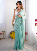 Vegaa Fashion Sky Blue Organza With Lace Work Designer Saree