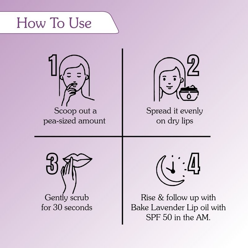 Bake 2% Kojic Acid Lavender Lip Scrub For Dark Lips & Pigmentation