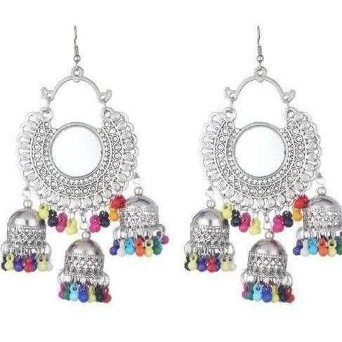MS Fashion India Half Moon Design Mirror Kashmiri Jhumka Earrings