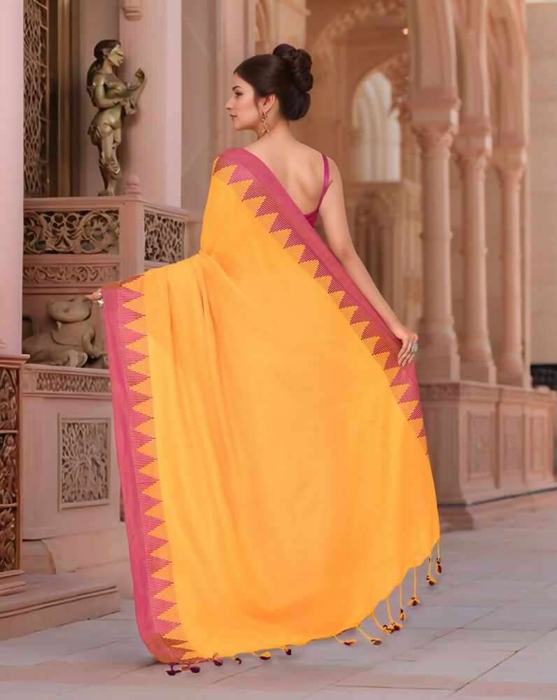 Joban Fashion Women Orange & Pink Trendy Cotton Saree