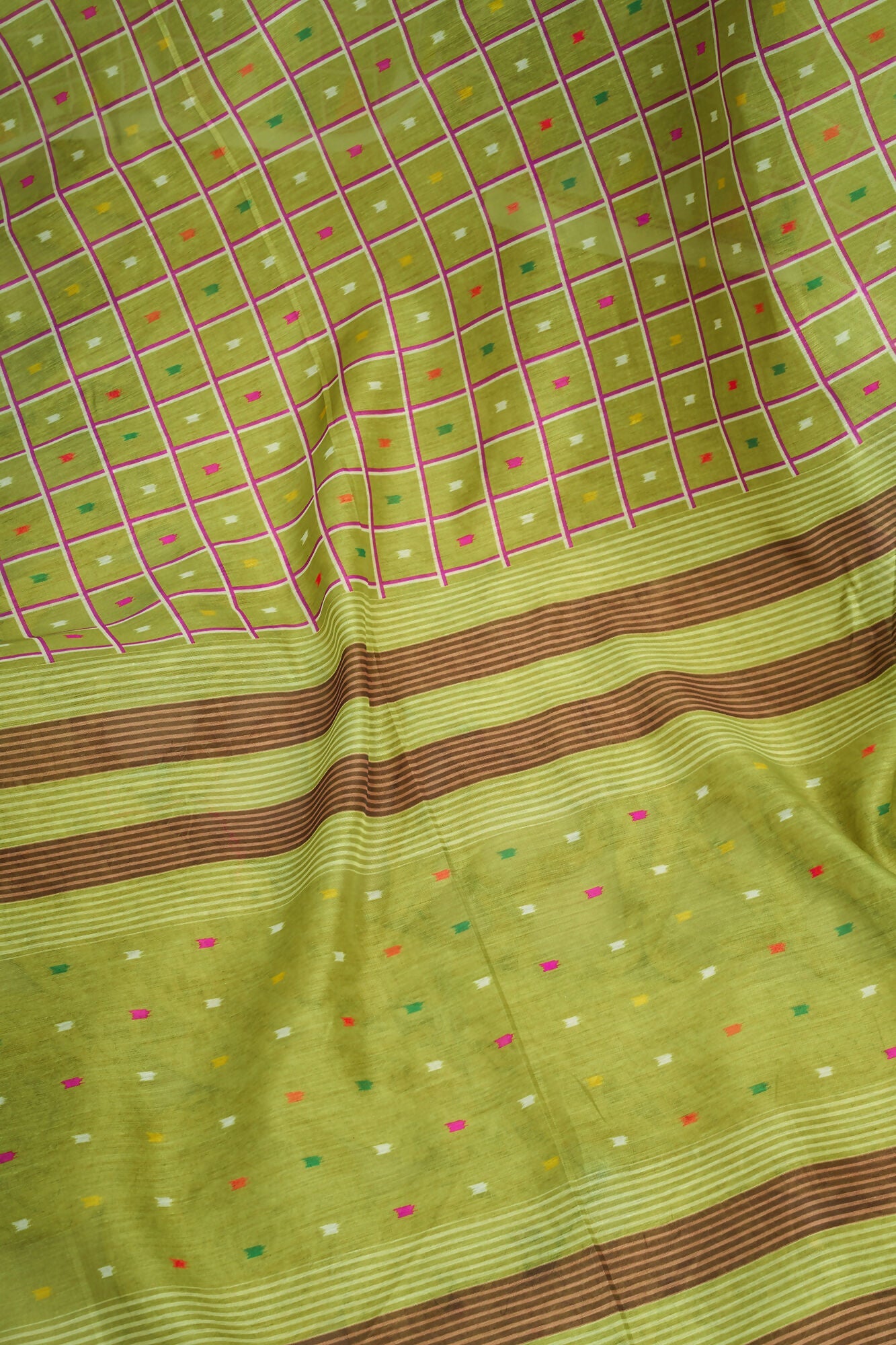 Vastranavya Mehendi Digital Printed Linen Ready To Wear Designer Saree with Unstitched Blouse