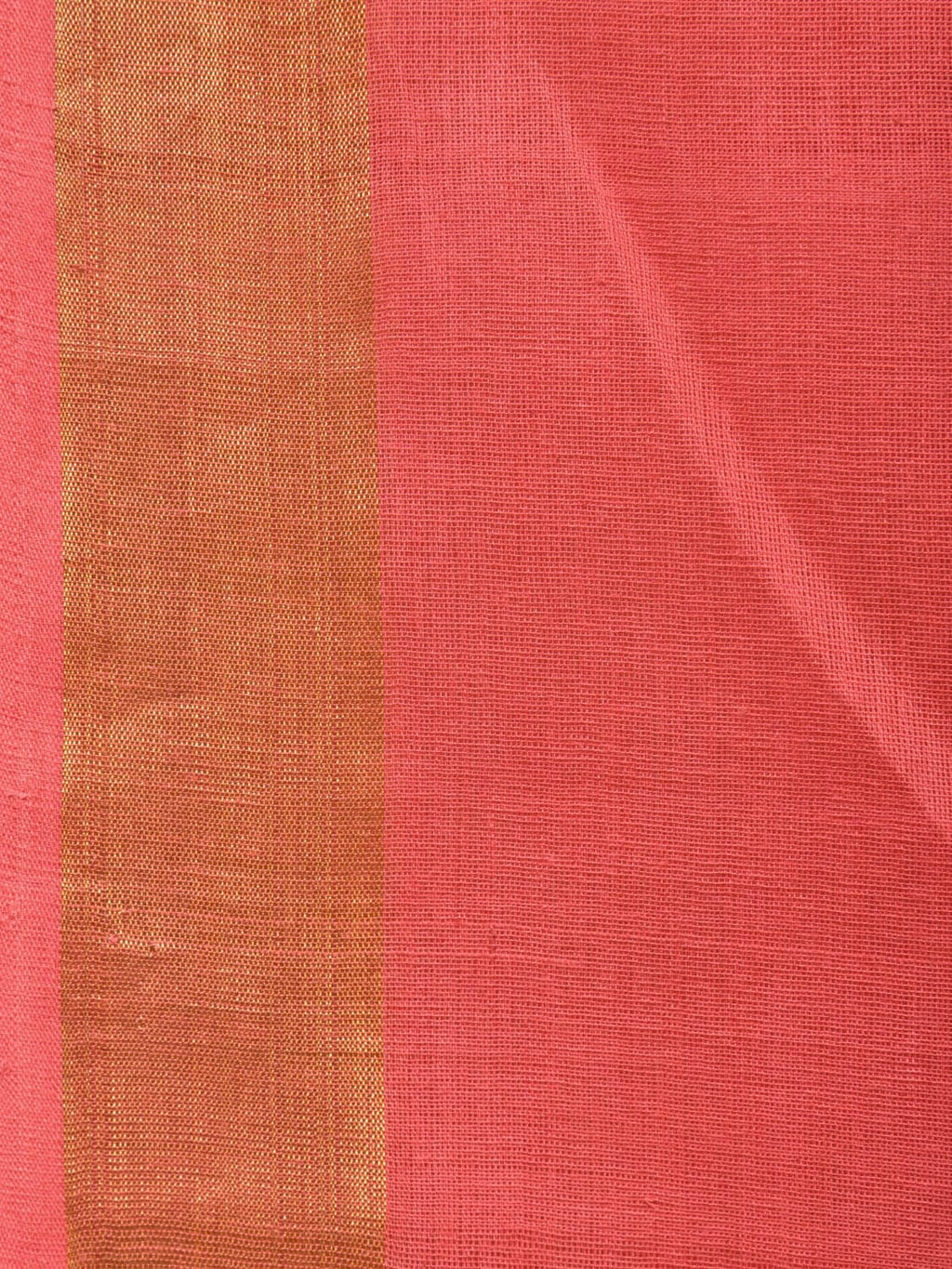 Peach Khadi Cotton Handloom Saree with Big Floral Pallu Design - Global Threads