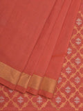 Peach Uppada Cotton Handloom Saree with Jamdani Pallu Design No Blouse - Global Threads