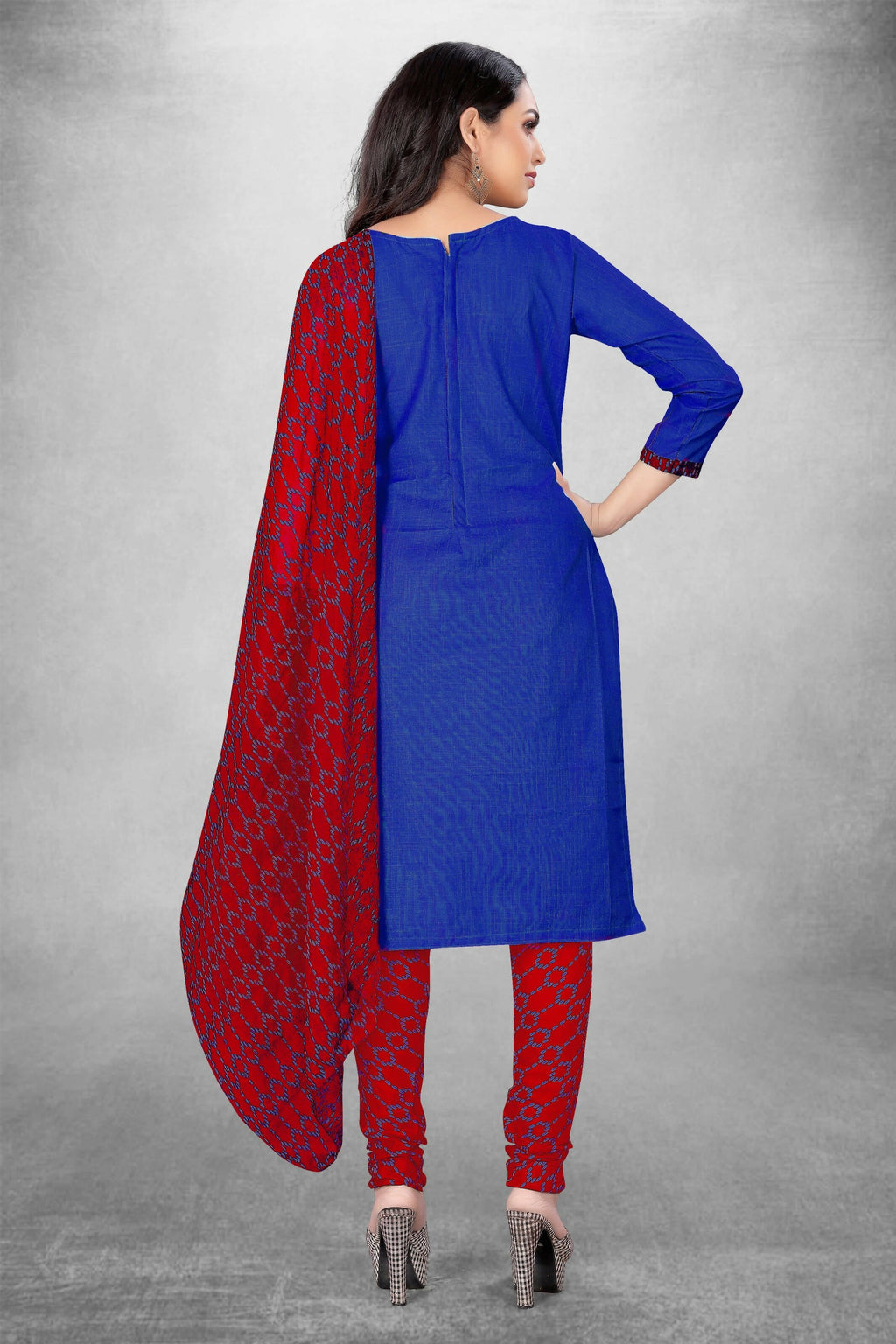 Blue Cotton Printed Unstitched Dress Material - Amara