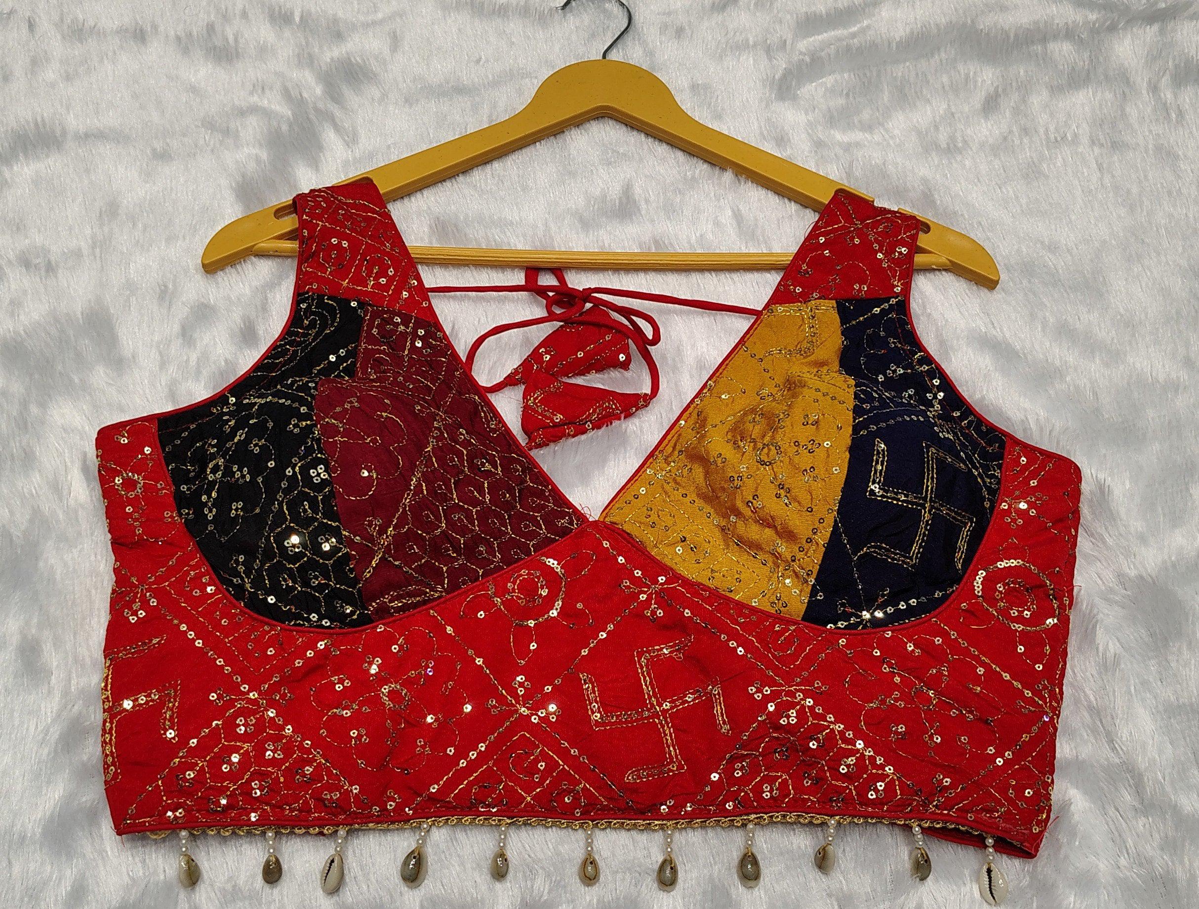 DEIANA'S Gamthi Patch With Handmade Kodi Lace Lehenga Choli - Black