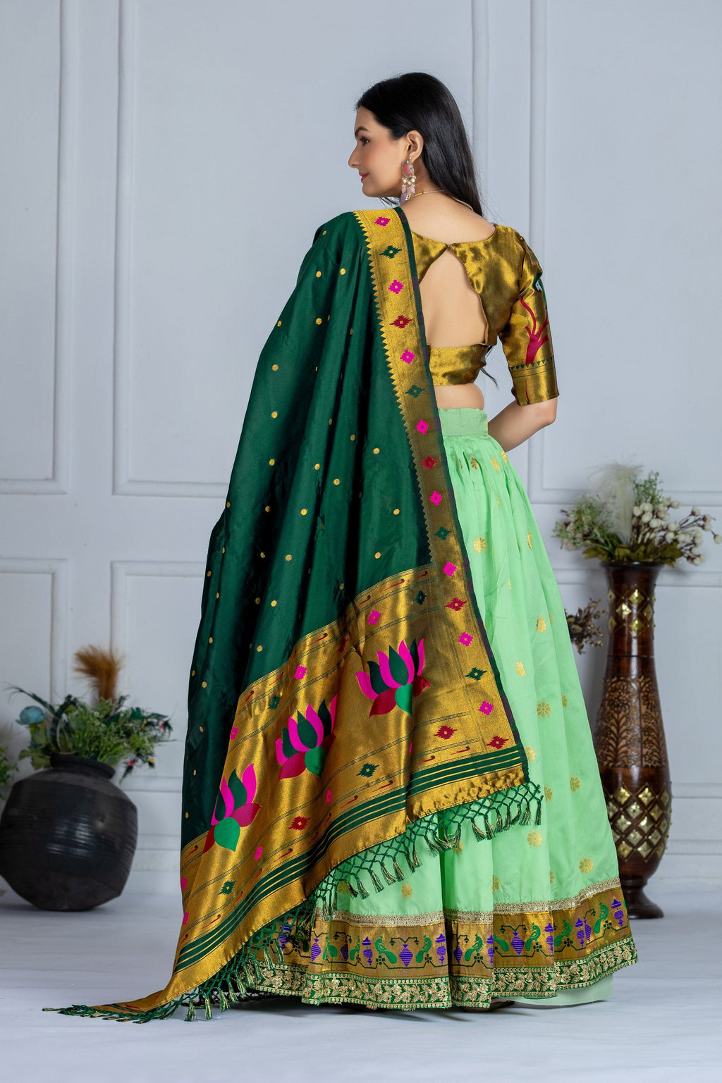 DEIANA'S Jacquard With Jari Print Weaving Lehenga Choli - Pista