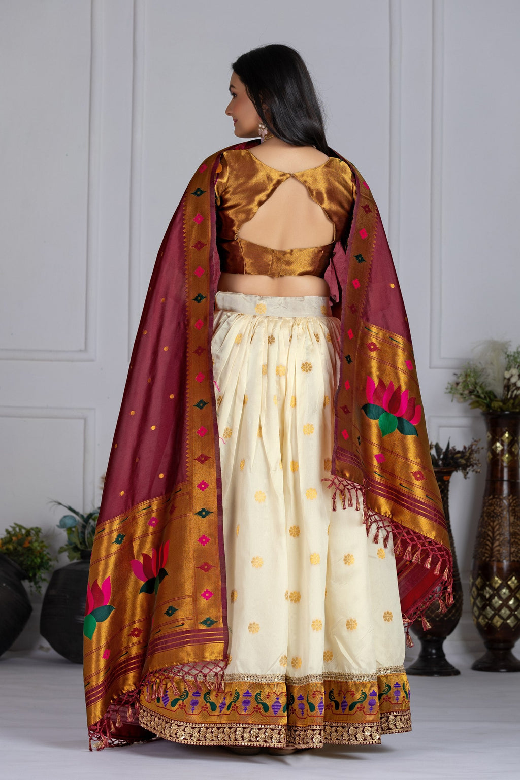 DEIANA'S Jacquard With Jari Print Weaving Lehenga Choli - Off White