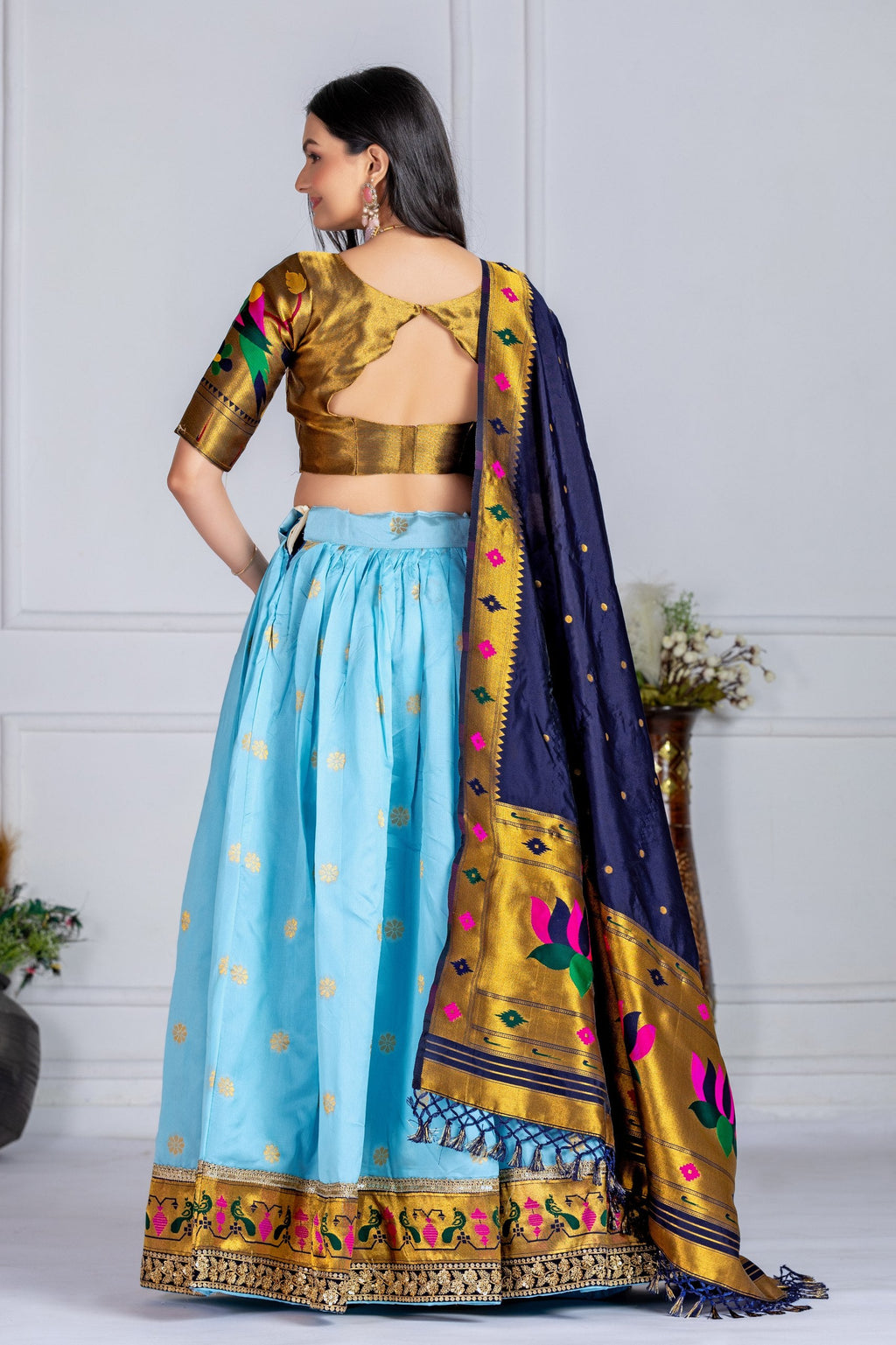 DEIANA'S Jacquard With Jari Print Weaving Lehenga Choli - Sky Blue