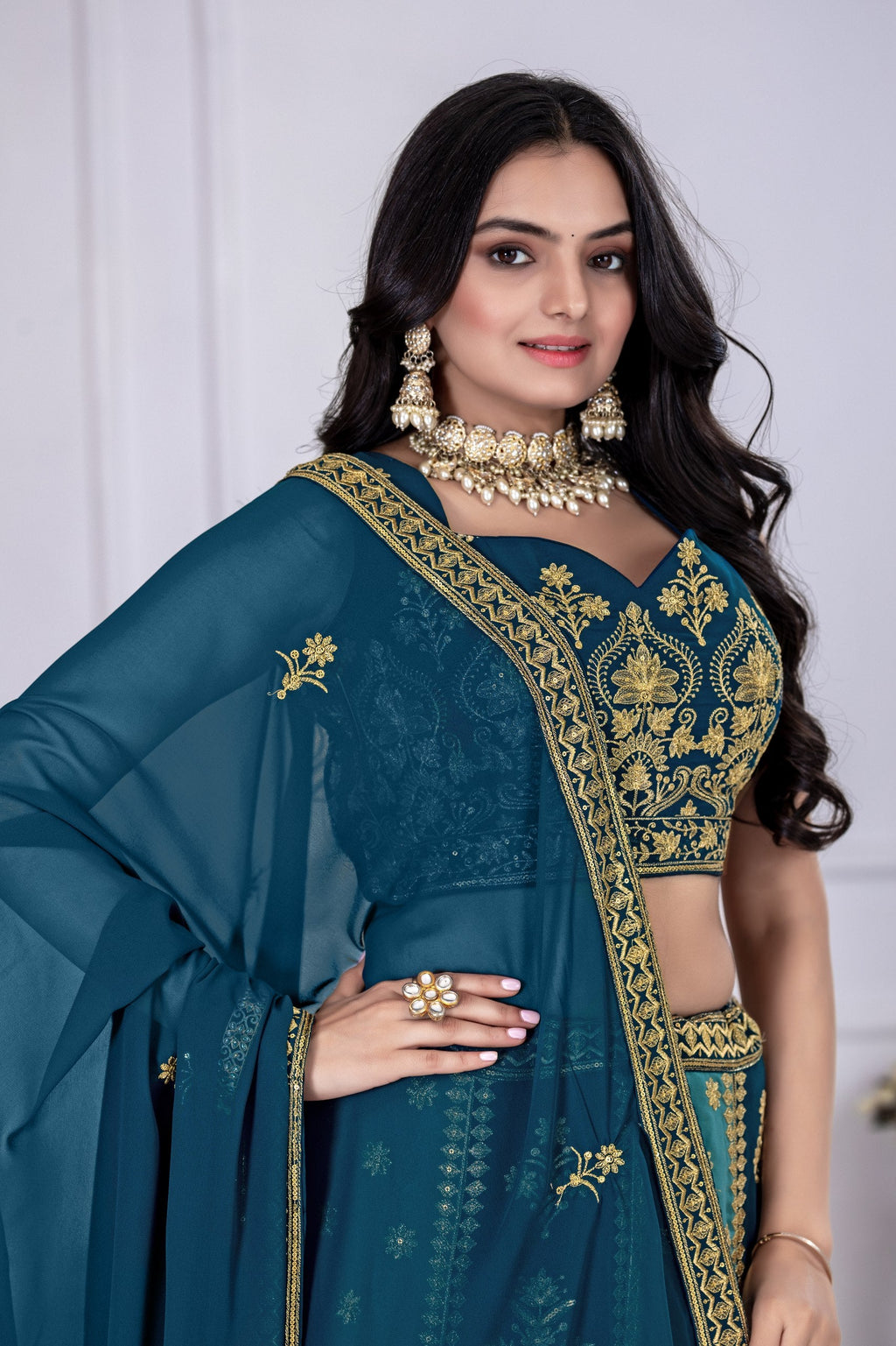 DEIANA'S Heavy Plain with crease work Lehenga Choli - Rama