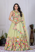 DEIANA'S Heavy Embroidery With Multi Work Lehenga Choli - Pastel Green