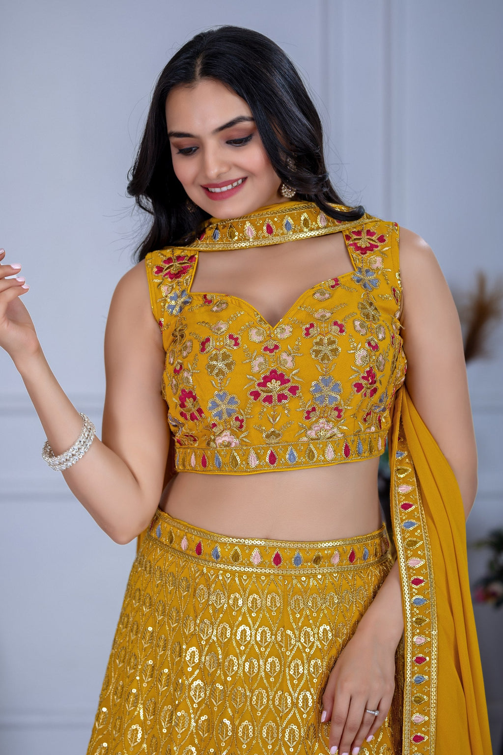 DEIANA'S Heavy Embroidery With Multi Work Lehenga Choli - Yellow
