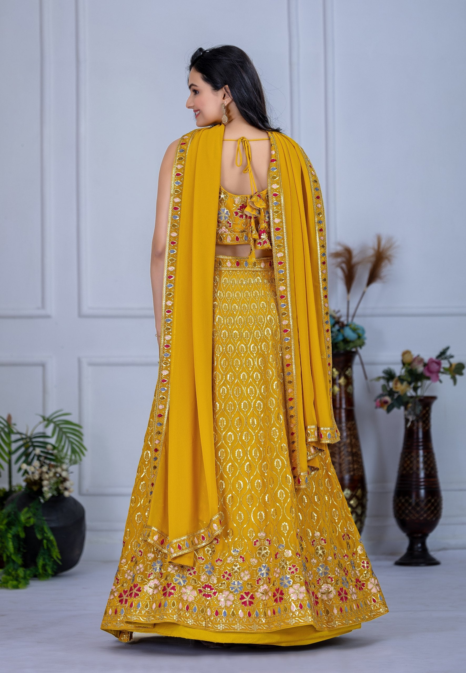 DEIANA'S Heavy Embroidery With Multi Work Lehenga Choli - Yellow