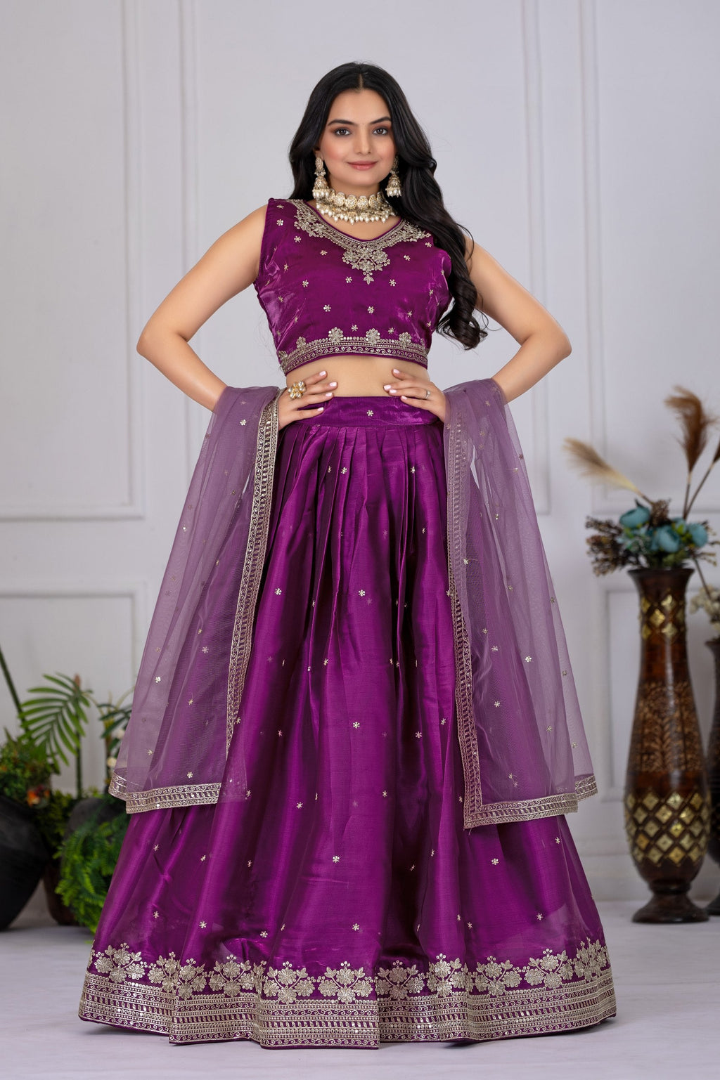 DEIANA'S Heavy Embroidery With Sequence Work Lehenga Choli - Wine