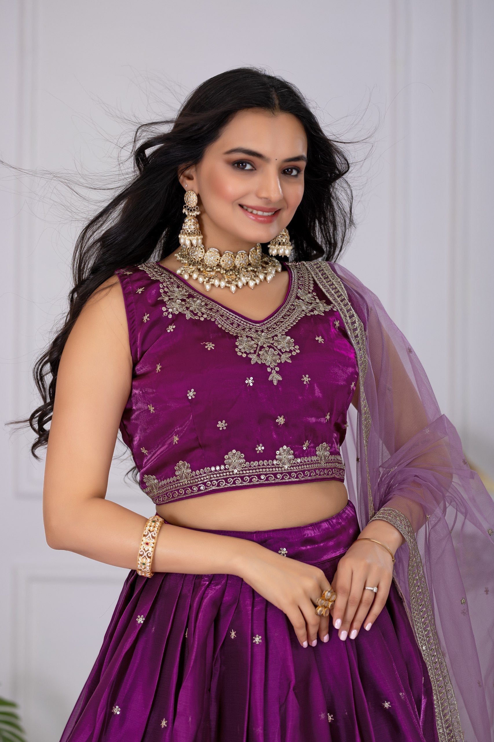 DEIANA'S Heavy Embroidery With Sequence Work Lehenga Choli - Wine