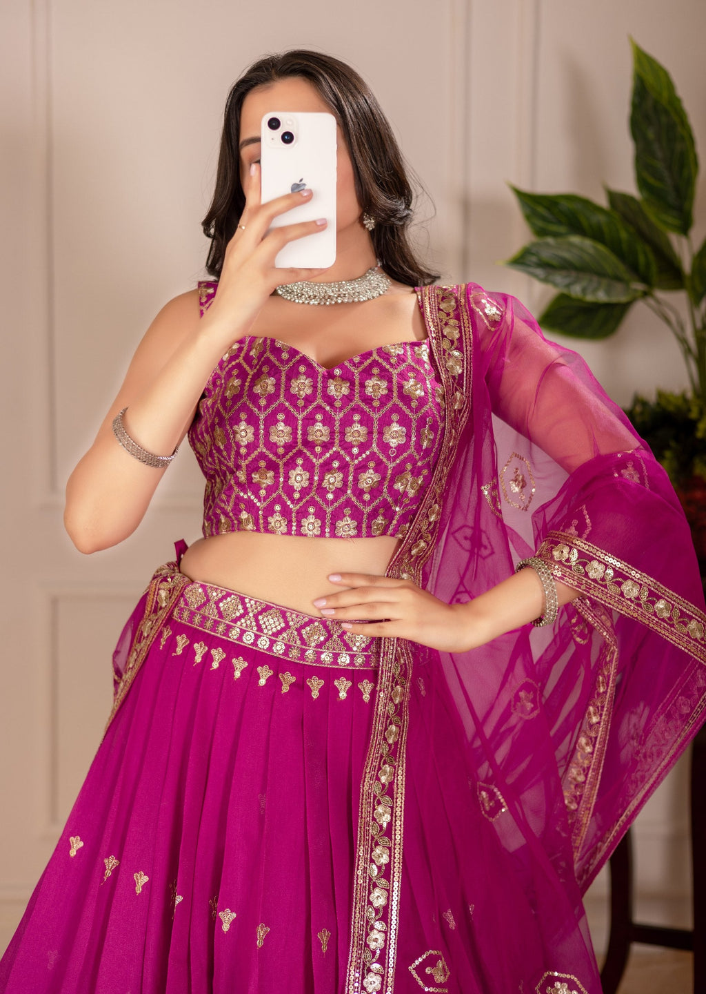 DEIANA'S Heavy Embroidery With Thread Work Lehenga Choli - Pink