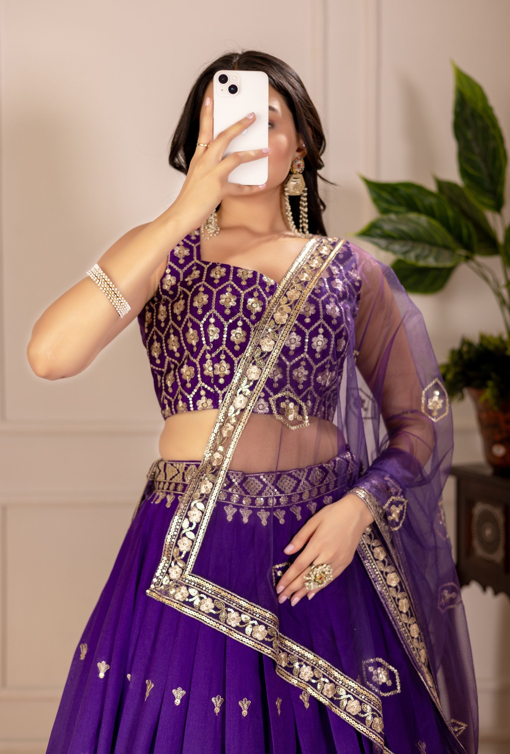 DEIANA'S Heavy Embroidery With Thread Work Lehenga Choli - Purple