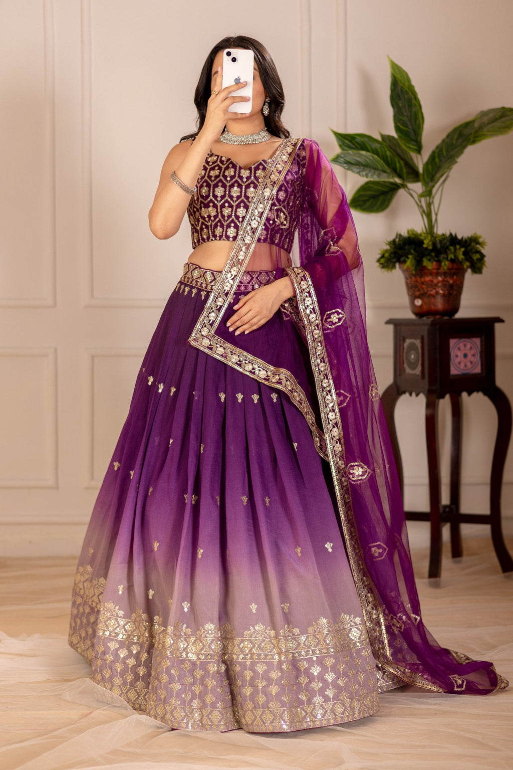 DEIANA'S Heavy Embroidery With Thread Work Lehenga Choli - Wine