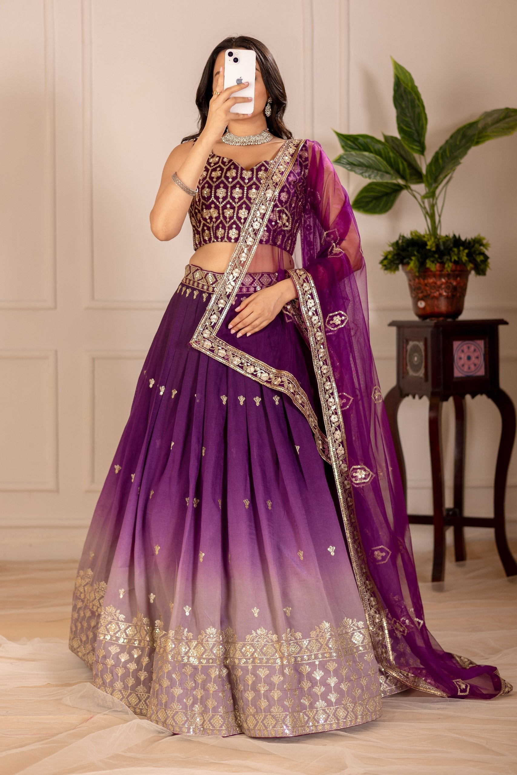DEIANA'S Heavy Embroidery With Thread Work Lehenga Choli - Wine