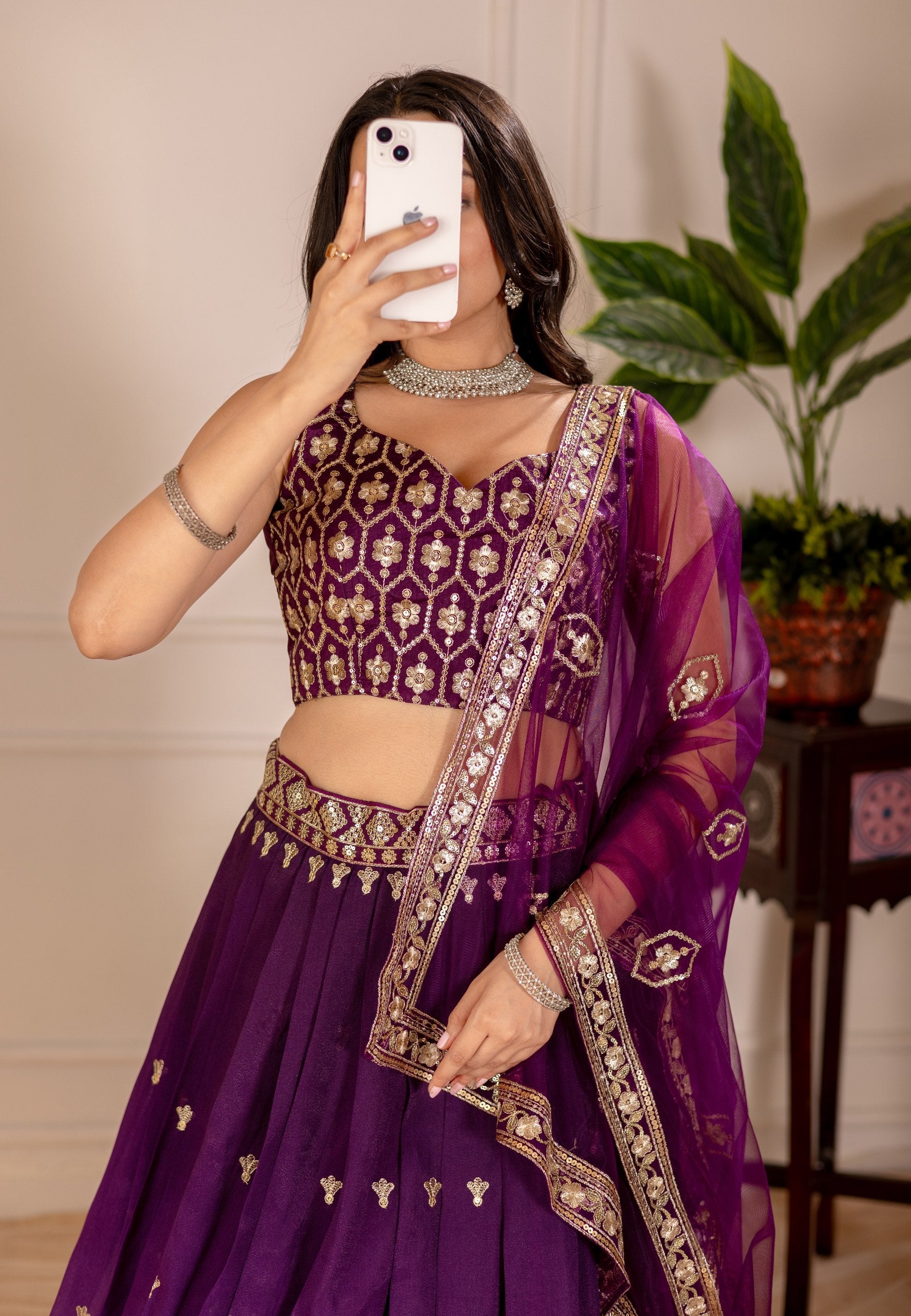 DEIANA'S Heavy Embroidery With Thread Work Lehenga Choli - Wine