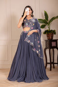 DEIANA'S Heavy Plain with crease work Lehenga Choli - Grey