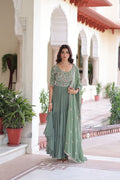 Evanik Women Faux Blooming With Beads Embroidery Work Gown Dupatta Collection