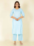 Aramya Panelled Soft Cotton Solid Women's Kurta - Blue