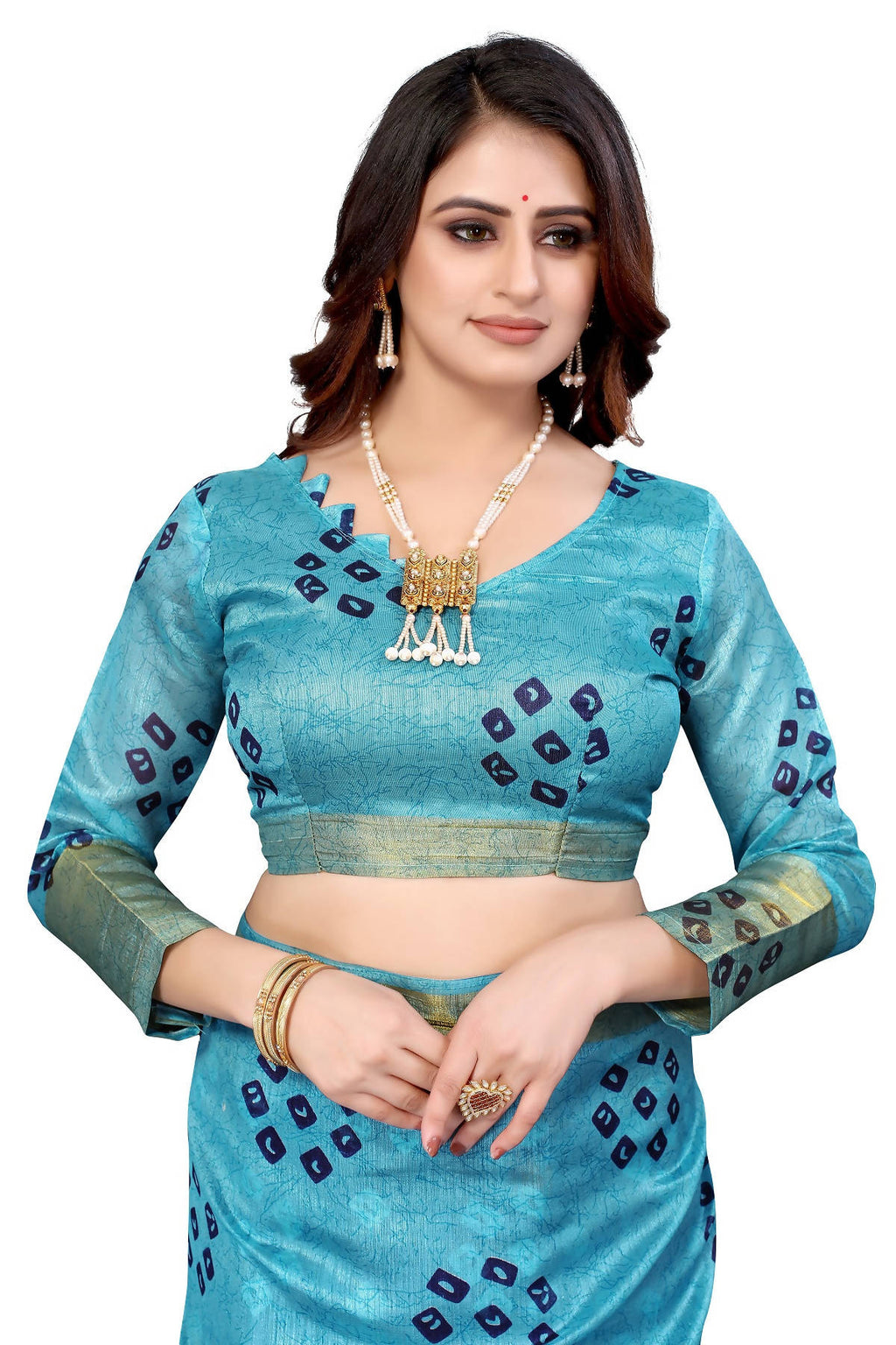Vamika Ethnic Fire Navy Jari Border Linen Saree