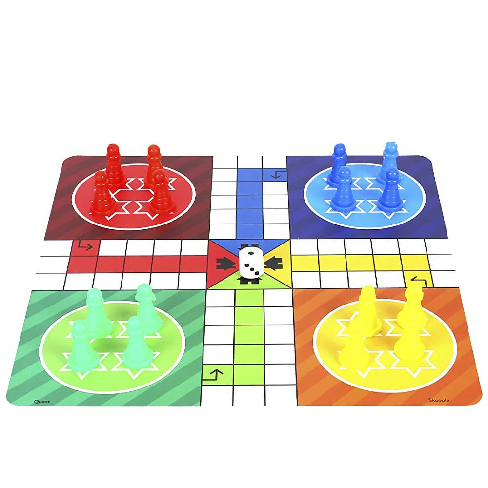 Skoodle Quest Centurion 5 Double Sided 100 Classic Family Board Games Collection 3D Box for Adults & Kids Chess, Ludo, Checkers & More - Age 3+Years