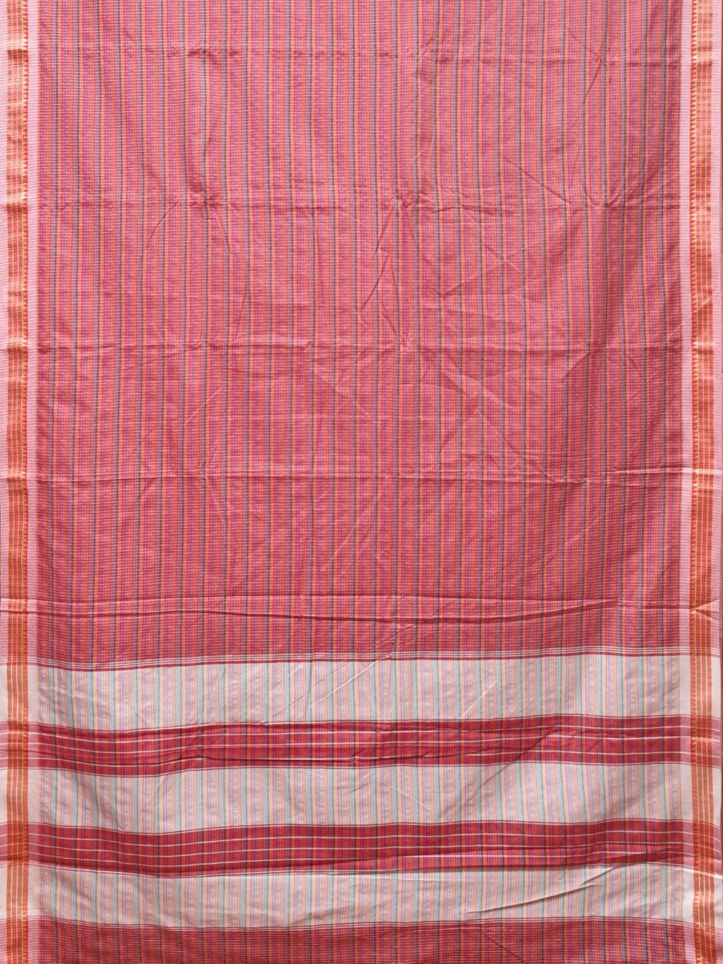 Pink Bamboo Cotton Plain Saree with Checks Design No Blouse - Global Threads