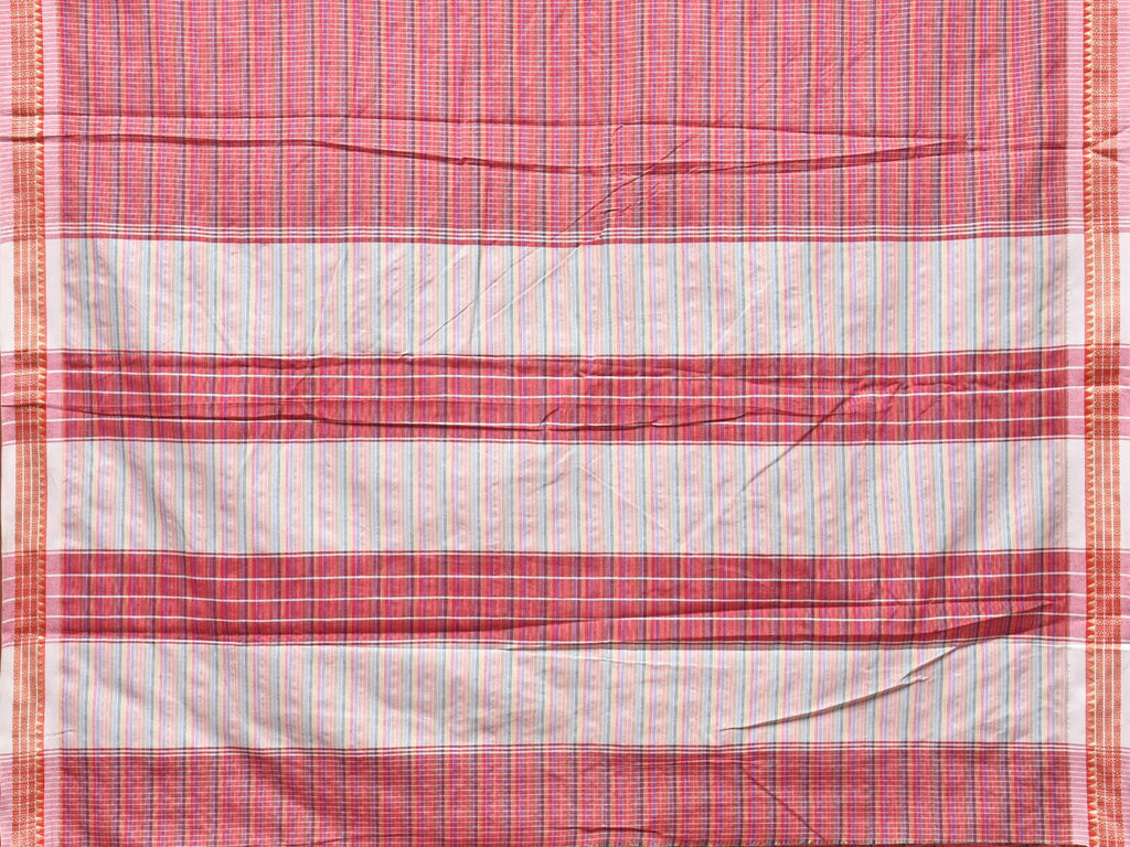 Pink Bamboo Cotton Plain Saree with Checks Design No Blouse - Global Threads