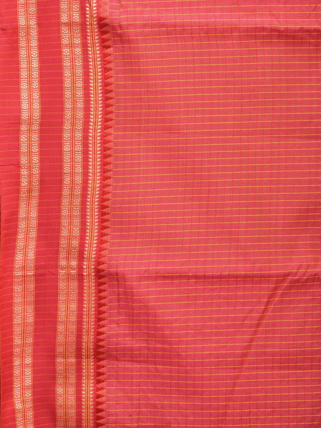 Pink Bamboo Cotton Saree with Checks Design No Blouse - Global Threads