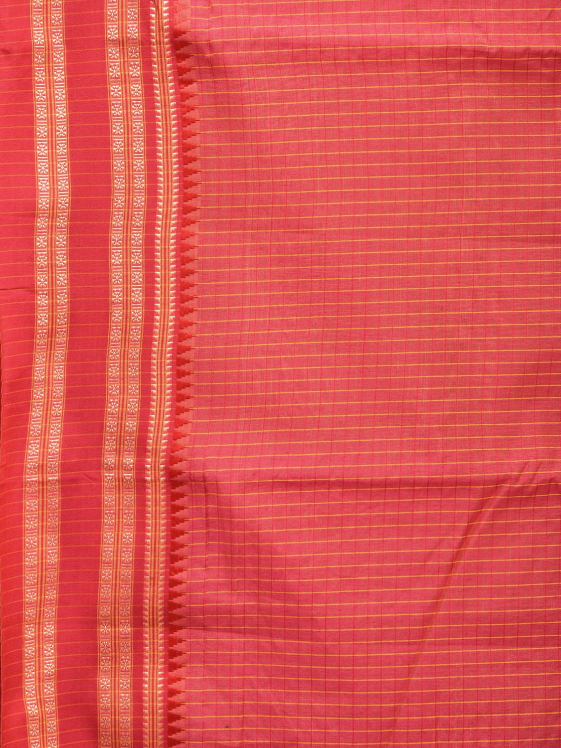 Pink Bamboo Cotton Saree with Checks Design No Blouse - Global Threads