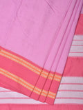 Pink Bamboo Cotton Saree with Small Checks Design No Blouse - Global Threads