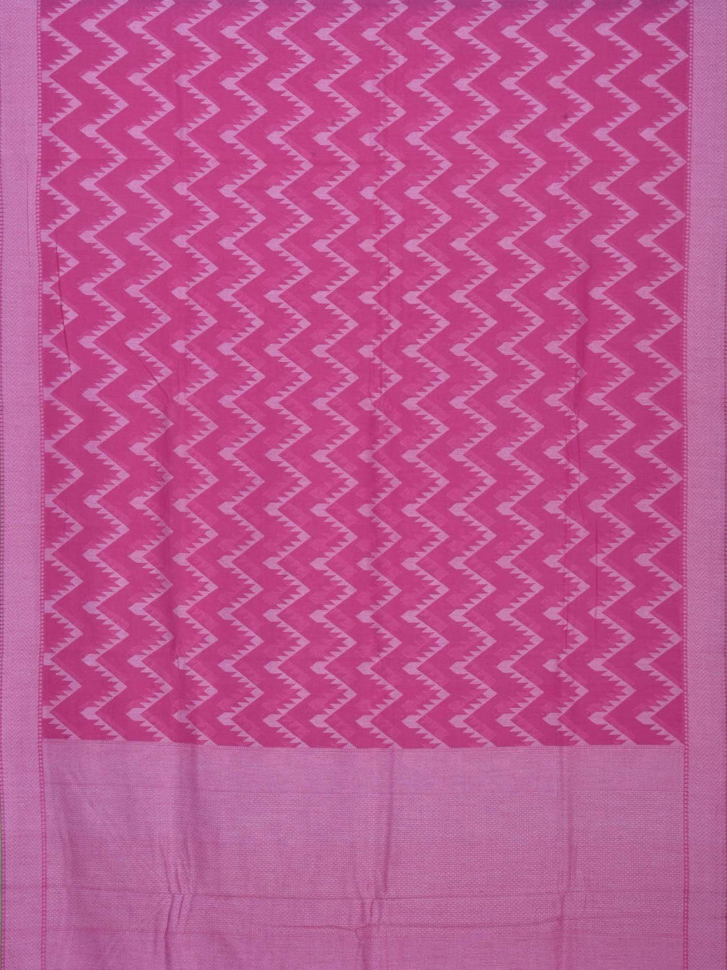 Pink Cotton Cut Work Handloom Saree with Zig-Zag Design - Global Threads
