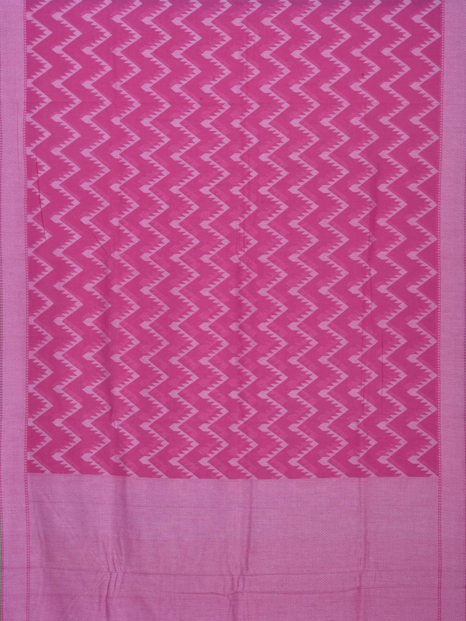 Pink Cotton Cut Work Handloom Saree with Zig-Zag Design - Global Threads